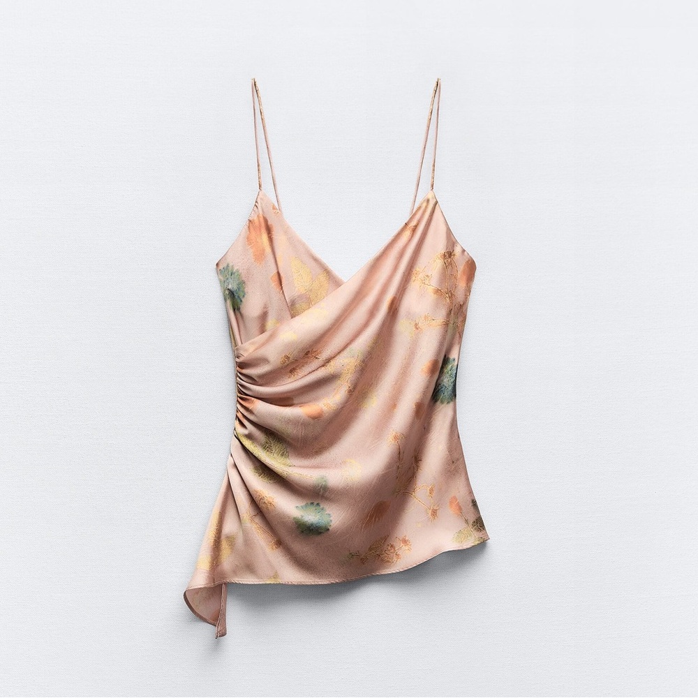 Size M | Zara | NWT Satin Effect Draped Camisole